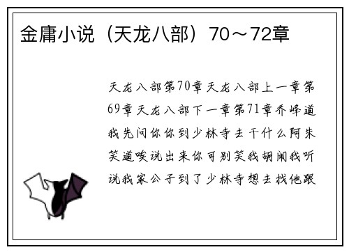 金庸小说（天龙八部）70～72章